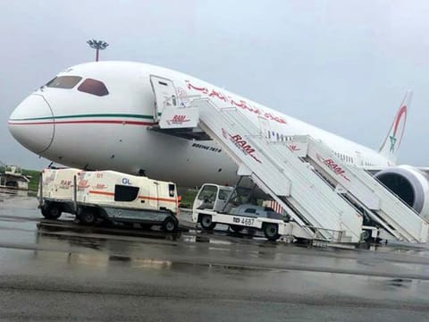 COVID-19 vaccine consignment from India arrives on a Royal Air Maroc flight in Casablanca airport on Friday. 