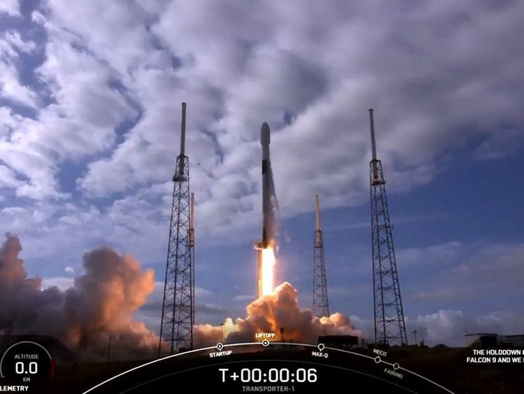 The Spacex Falcon 9 liftoff in Cape Canaveral, Florida.  