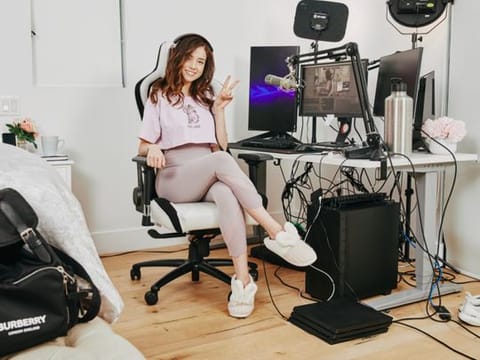 Imane Anys, the Twitch streamer known as Pokimane, in her bedroom in Los Angeles, March 9, 2020.