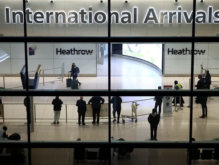 Stock London Heathrow Airport UK Britain passengers