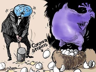 Cartoon: Multiple variants of COVID-19 virus circulating globally