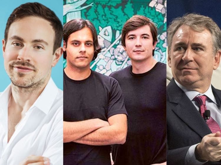 From Left: Ryan Cohen, founder and ex-CEO of e-commerce company Chewy, Robinhood founders Baiju Bhat and Vladimir Tenev and Ken Griffin, CEO of Citadel Capital, a hedge fund.