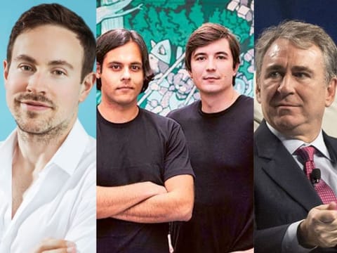 From Left: Ryan Cohen, founder and ex-CEO of e-commerce company Chewy; Robinhood founders Baiju Bhatt and Vladimir Tenev; and Ken Griffin, CEO of Citadel Advisors, a hedge fund.