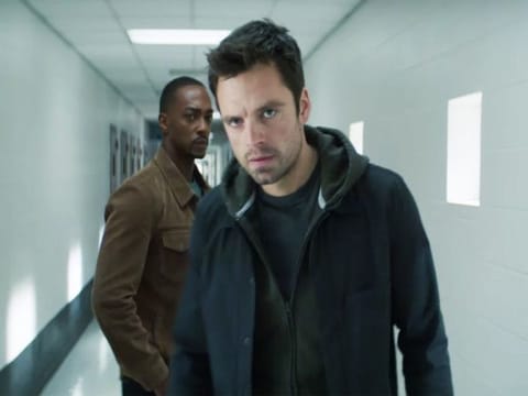 Anthony Mackie and Sebastian Stan in and as 'The Falcon and the Winter Soldier'