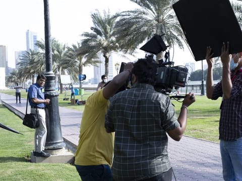 Indian actor Narain filming for his upcoming movie in Sharjah.