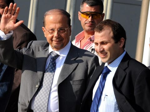 President Michel Aoun and his ambitious but much despised son-in-law Gibran Bassil. 