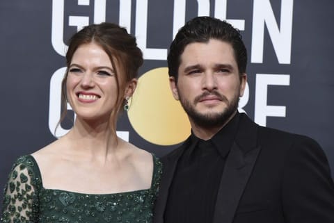  Rose Leslie, left, and Kit Harington arrive at the 77th annual Golden Globe Awards on Jan. 5, 2020, in Beverly Hills, Calif. 
