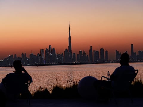 Dubai Skyline seen from Dubai Creek Harbour.