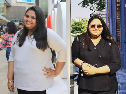 Ritu Kalia before (left) and after