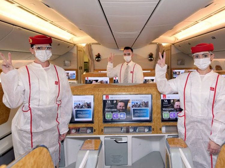Stock Emirates airline cabin crew