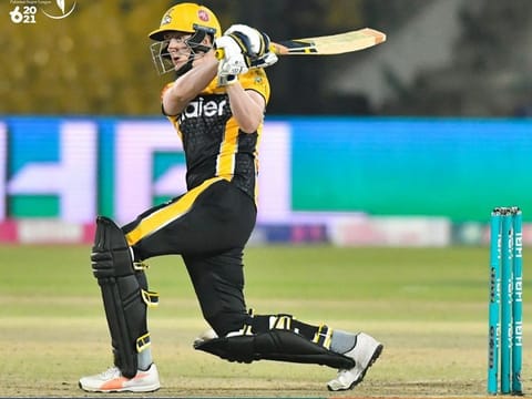 Tom Kohler-Cadmore of Peshawar Zalmi in action on his way to a match-winning innings of 53 on Tuesday.