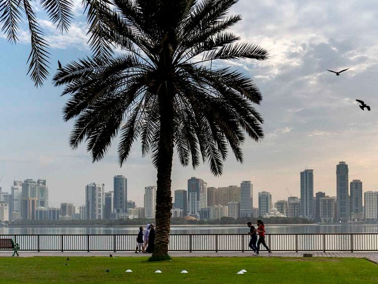 Stock Sharjah weather skyline property