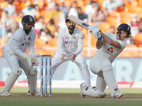 England's Ben Stokes during 2nd day of the 3rd Test vs India at Narendra Modi Stadium, Motera in Ahmedabad. 