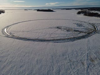 Photos: Finnish team cuts giant 'ice carousel' into frozen lake