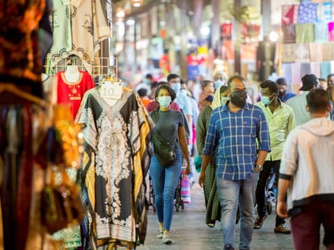 Tourists and residents at the Bur Dubai Souk in Dubai. Till date, the UAE has provided more than six million doses of COVID-19 vaccines to more than 3.7 million people.