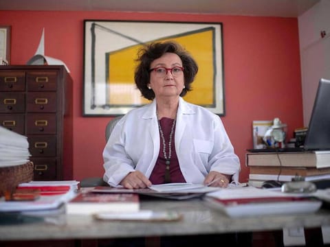 Pulmonologist Margareth Dalcolmo poses for a photograph at her medical office in Rio de Janeiro, Brazil on March 9, 2021.