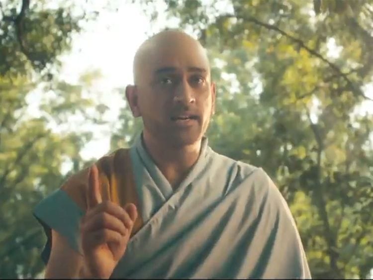 MS Dhoni poses as a monk in the IPL advert