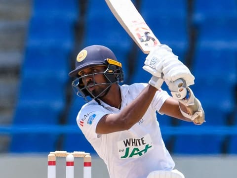 Sri Lanka's Oshada Fernando scored a fighting 91 to help them overhaul the West Indies' first innings total on Wednesday.