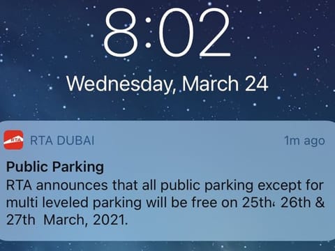 The notification from RTA. 