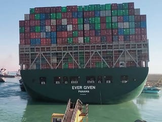 Ever Given container ship starts to move in Suez Canal