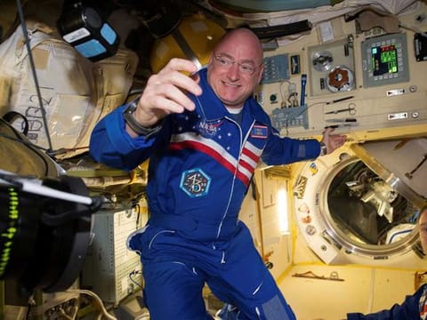In a photo provided by NASA, Astronaut Scott Kelly aboard the International Space Station on Feb. 29, 2016. Scientists reported on Monday, March 29, 2021 that the largest chamber of the heart of Kelly, who spent nearly a year on the International Space Station in 2015 and 2016, shrank in mass by more than one-quarter by the time he returned to Earth. 