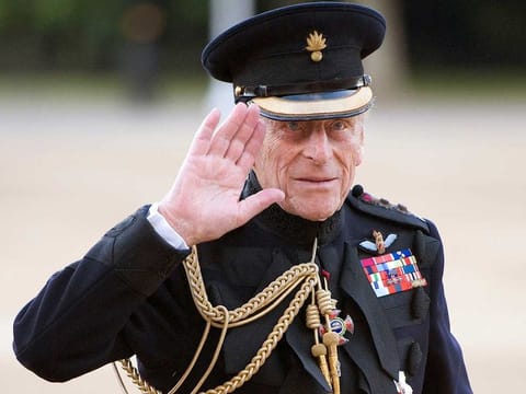 In this file picture, Britain's Prince Philip arrives on the eve of his 90th birthday to take the salute of the Household Division Beating Retreat on Horse Guards Parade in London June 9, 2011. 