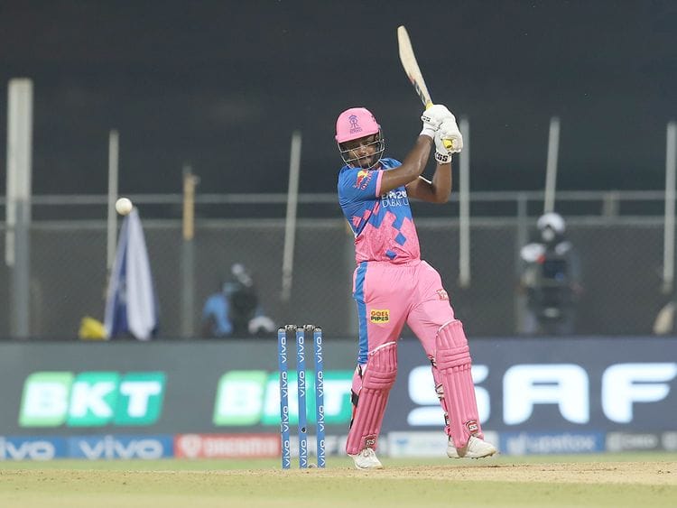 Sanju Samson, captain of Rajasthan Royals plays a shot. 