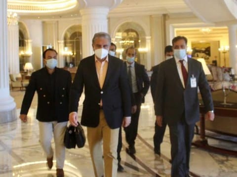 Pakistan Foreign Minister Shah Mahmood Qureshi arrives at Dubai International Airport on Saturday, April 17, on his three days officials visit to the UAE.