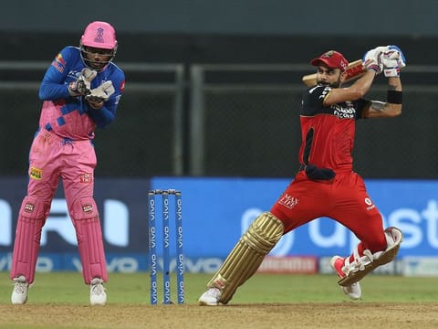 Virat Kohli of Royal Challengers Bangalore plays a shot during the match against Rajasthan Royals. 