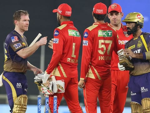 Kolkata Knight Riders win during match 21 of the Vivo Indian Premier League 2021 between the Punjab Kings and the Kolkata Knight Riders.