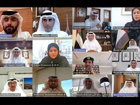 Sheikh Mansoor bin Mohammed bin Rashid Al Maktoum with officials of various entities
