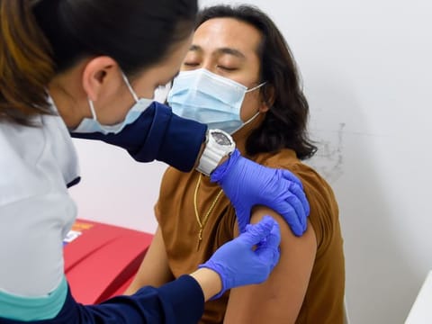 A vaccination centre at Mina Rashed in Abu Dhabi. 