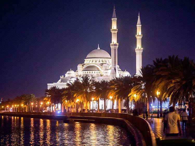 Stock Sharjah skyline Corniche