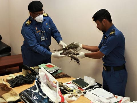 Officers found 4kg of items used in black magic like sorcery books, and notes.