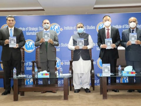 Participants at a book-launch to celebrate the 70th anniversary of China-Pakistan diplomatic relations in Islamabad, on Friday, May 21, 2021.