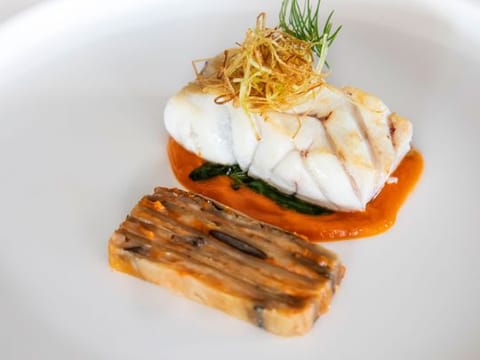 Maltese local grouper, eggplant Parmigiana, tomato fondue