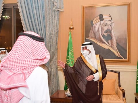 Governor of Tabuk Prince Fahd Bin Sultan meets the Saudi man who pardoned his son's killer. 