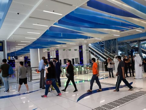 Commuters going to take metro to Expo 2020 from Jabal Ali station which was opened along with DIP station on 1st June 2021. Photo: Virendra Saklani/Gulf News