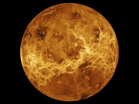 This image made available by NASA shows the planet Venus made with data from the Magellan spacecraft and Pioneer Venus Orbiter. 