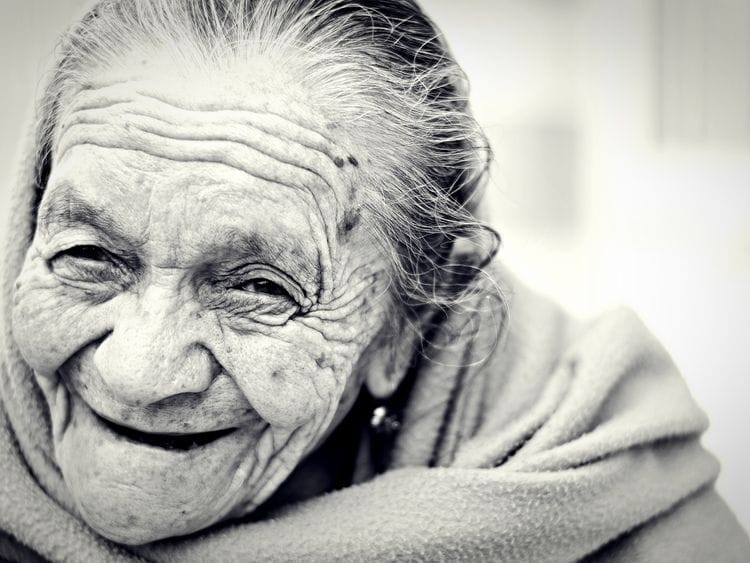 old laughing woman 