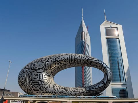 Dubai's museum of the future along Sheikh Zayed Road.
