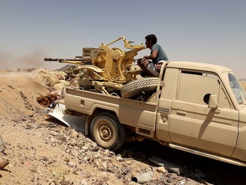 File picture: A Yemeni government fighter fires a vehicle-mounted weapon at a frontline position during fighting against Houthi fighters in Marib, Yemen March 28, 2021. Picture used for illustrative purposes only.