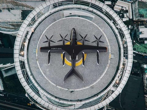 A rendering of Vertical Aerospace's VA-X4 aircraft is seen. 