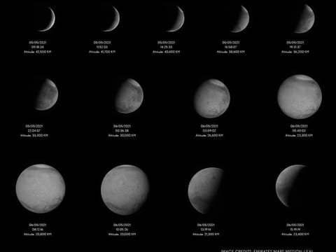 A series of pictures of Mars taken by UAE's Hope Probe.