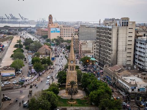Karachi city skyline. The Sindh government is planning to build the Dhabeji Special Economic Zone (SEZ) in Thatta District near Karachi.