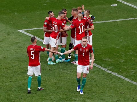 Hungary players at the end of the game against France