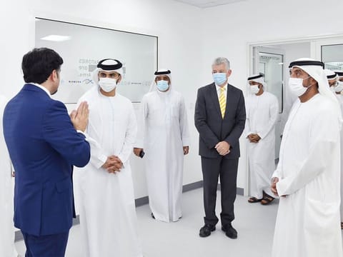 Sheikh Mansoor Bin Mohammed Bin Rashid Al Maktoum, Sheikh Ahmed Bin Saeed Al Maktoum, Chairman of Dubai Airports, Paul Griffiths, CEO of Dubai Airports at the inauguration.