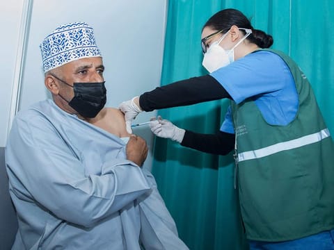 Oman resident receives COVID-19 vaccine at the Oman Convention & Exhibition Centre in Muscat. Jean Jabbour, WHO representative to Oman, receives the COVID-19 vaccine in Muscat in a file photo. Oman’s ministry called on residents and citizens who are yet to take the vaccine to do sO, saying that no side effects or severe complications were recorded as a result of receiving COVID-19 vaccines in the Sultanate.