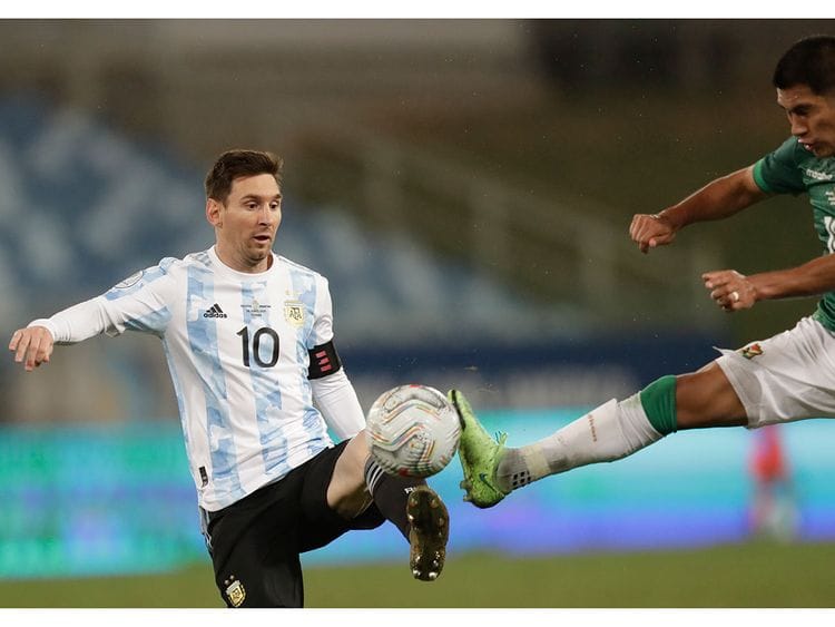 Argentina's Lionel Messi in action against Bolivia