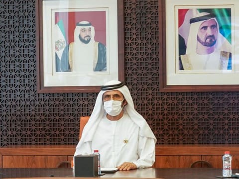 Sheikh Mohammed during his meeting with the members of the Board of Directors of Dubai Chambers